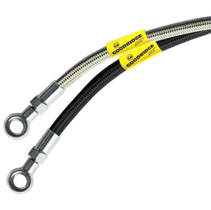 Goodridge 15 inch Pre Fabricated Brake Line in Stainless Steel and Black Finish
