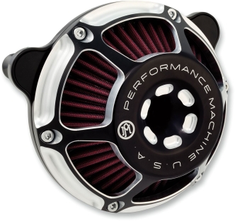Performance Machine Max HP Air Cleaner in Contrast Cut Finish For CV Carb, 1993-2006 All B.T., Delphi Inj., 2001-2015 Softail, 2004-2017 Dyna (Excluding 2017 FXDLS), 2002-2007 Touring Models (0206-2078-BM)