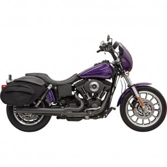 Bassani Road Rage 2-Into-1 Long Megaphone Exhaust System in Black Finish For 1991-2005 Dyna Models (13321R)
