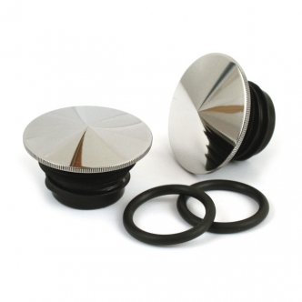 Doss Stainless Gas Cap Set With Pointed Design In Polished For 96-99 H-D Models (ARM364815)