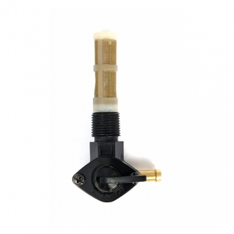Doss Early Petcock, Right Outlet For 1/4 Fuel Hose in Black Finish For 1957-1974 XL, 1966-1974 FL, FX Tanks With Internal Thread Models (ARM113419)