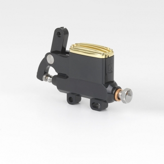 Kustom Tech Deluxe Wire Operator Master Cylinder 14mm (9/16 Inch) Bore In Black Aluminium & Polished Brass Finish (40-582) 
