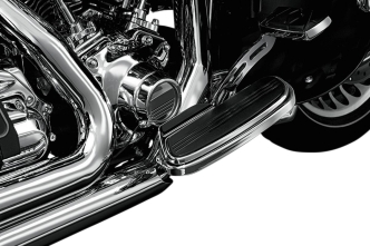 Kuryakyn Floorboard Exhaust Boot Guard For Right Side On Harley Davidson Touring, Trike, Softail & Dyna Switchback Motorcycles In Chrome Finish (7544)