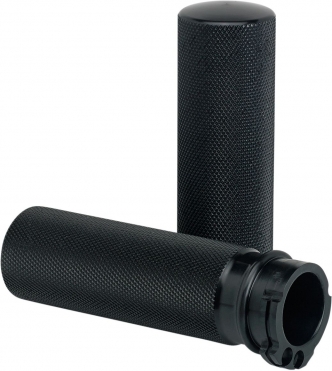 Joker Machine Knurled Hand Grips In Black Finish For 1974-2023 Harley Davidson Single And Dual Throttle Cable Models (03-93-1)