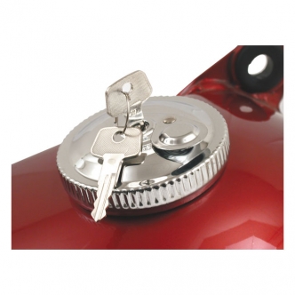 DOSS Vented Screw Type Gas Cap With Lock in Chrome Finish For 1983-1995 Harley Davidson (Excluding FLT) Models (ARM739905)