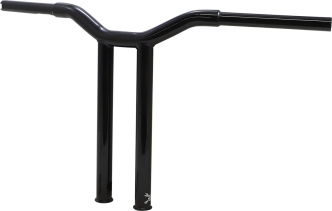 Burly Brand 14 Inch High Dominator Straight 1-1/4 Inch T-Bar Handlebars In Gloss Black For Harley Davidson 1982-2021 Models With Mechanic Or E-Throttle With 3-1/2 Mount Bolt Spacing (B12-6073B)